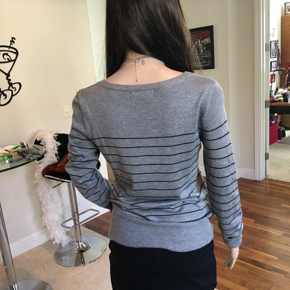 Mossimo V Neck Striped Long Sleeve Sweater - Picture 2 of 2